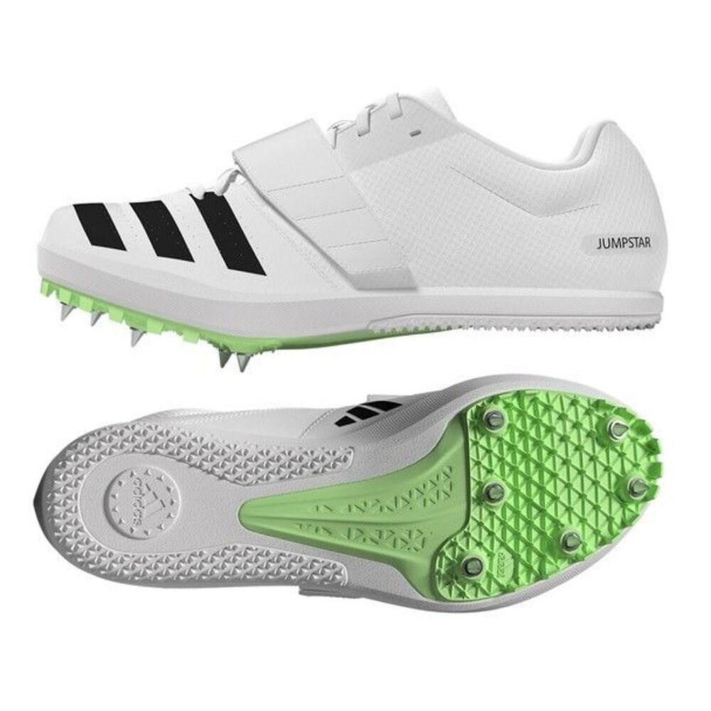 adidas Men Jumpstar Track Field Cleats ID7228 White Black Green Size 9.5